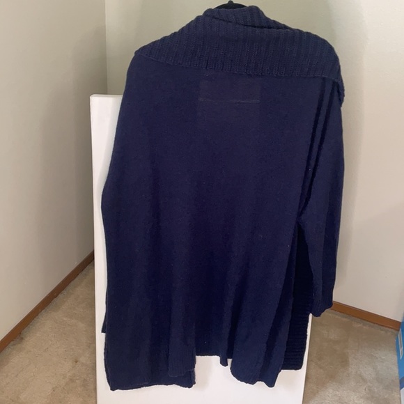 Navy Wool Long Cardigan with Pockets - Picture 2 of 5